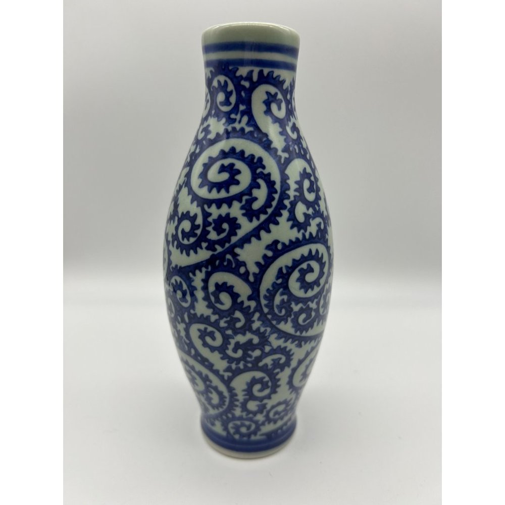 Tako-Karakusa Blue and Gray Pottery Vase